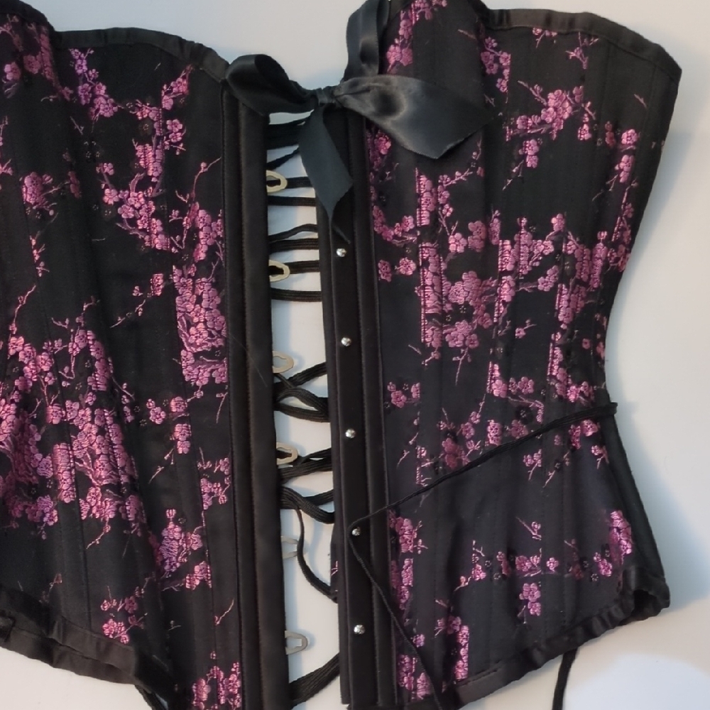 Black and Pink Floral Corset